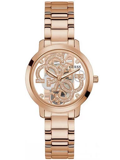 GUESS ROSE GOLD TONE CASE GOLD STRAP WATCH - Kamal Watch Company