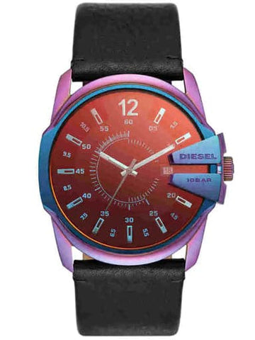 DIESEL Mens Master Chief Black Dial Leather Analogue Watch - Kamal Watch Company