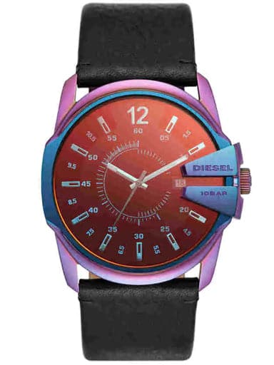 DIESEL Mens Master Chief Black Dial Leather Analogue Watch - Kamal Watch Company