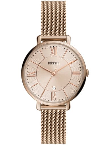 Fossil Jacqueline Three-Hand Salted Caramel Stainless Steel Mesh Watch - Kamal Watch Company