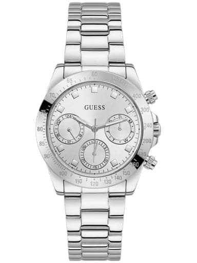 Guess SILVER TONE CASE SILVER TONE STAINLESS STEEL WATCH - Kamal Watch Company