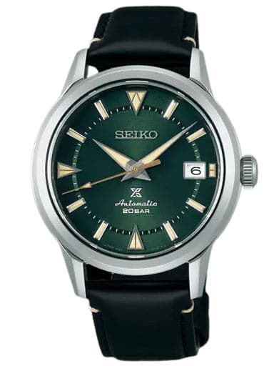 Seiko Prospex Leather Strap Green Dial Watch - Kamal Watch Company