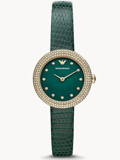 Emporio Armani Two-Hand Green Leather Watch AR11419 - Kamal Watch Company