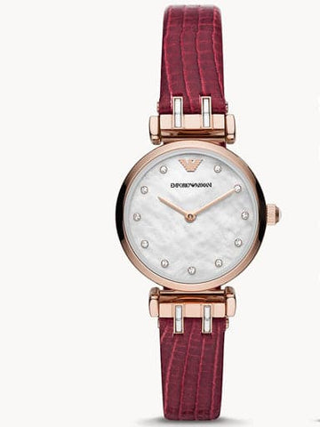 Emporio Armani Two-Hand Burgundy Leather Watch AR80052 - Kamal Watch Company