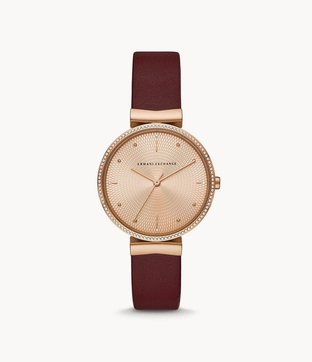 Armani Exchange Three-Hand Red Leather Watch AX5913 - Kamal Watch Company