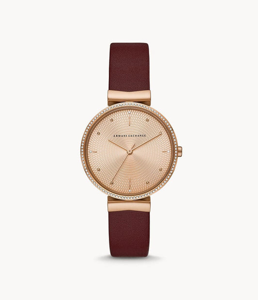 Armani Exchange Three-Hand Red Leather Watch AX5913 - Kamal Watch Company