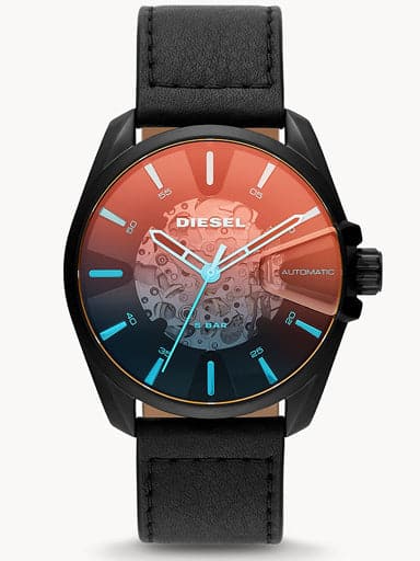 Diesel MS9 Automatic Three-Hand Black Leather Watch DZ1967 - Kamal Watch Company