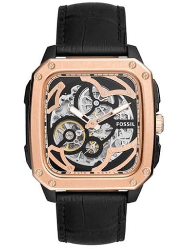 Fossil Mens Inscription Black Dial Leather Analog Watch - ME3205 - Kamal Watch Company
