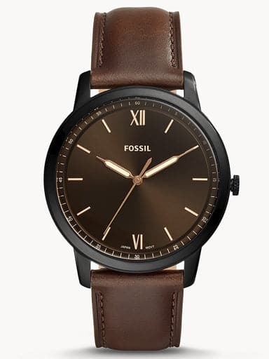 Fossil Minimalist Three-Hand Brown Leather Watch FS5551 - Kamal Watch Company