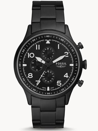 Pilot Chronograph Black Stainless Steel Watch FS5811 - Kamal Watch Company