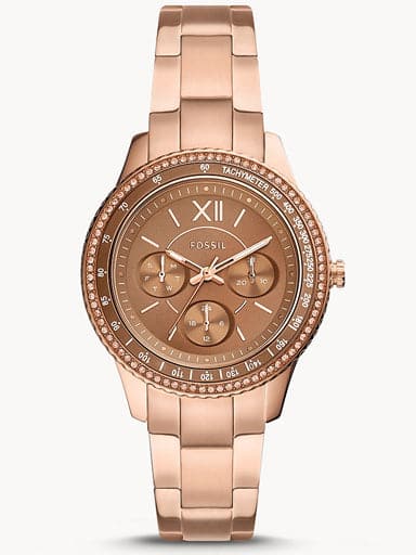 Fossil Stella Sport Multifunction Rose Gold-tone Stainless Steel Watch ES5109 - Kamal Watch Company