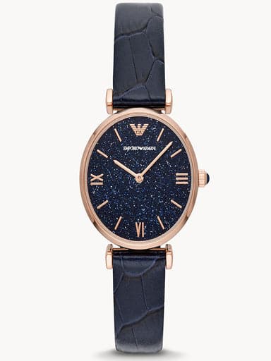 Emporio Armani Two-Hand Blue Leather Watch AR11424I - Kamal Watch Company