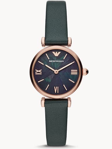 Emporio Armani Two-Hand Green Leather Watch AR11400I - Kamal Watch Company