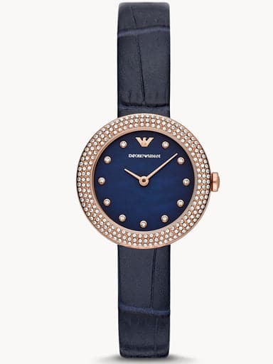 Emporio Armani Two-Hand Blue Leather Watch AR11434I - Kamal Watch Company