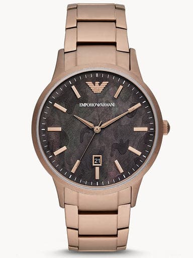 Emporio Armani Three-Hand Date Antique Bronze Recycled Stainless Steel Watch AR11413I - Kamal Watch Company