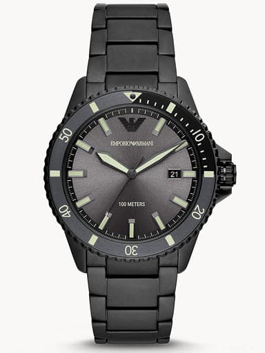 Emporio Armani Three-Hand Date Black Stainless Steel Watch AR11398I - Kamal Watch Company