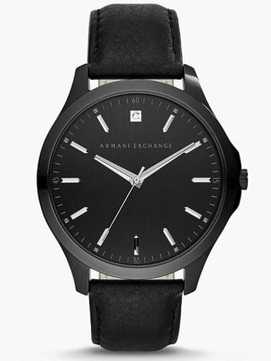 Armani Exchange Three-Hand Black Leather Watch AX2171I - Kamal Watch Company