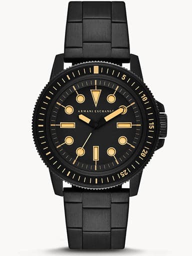 Armani Exchange Three-Hand Black Stainless Steel Watch AX1855I - Kamal Watch Company