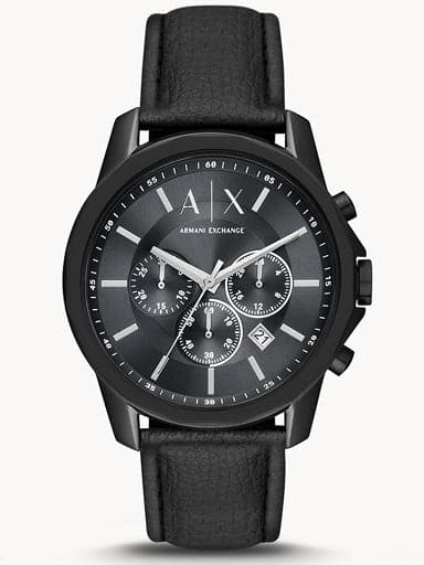 Armani Exchange Chronograph Black Leather Watch Ax1724I
