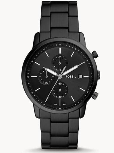 Fossil Minimalist Chronograph Black Stainless Steel Watch FS5848I - Kamal Watch Company