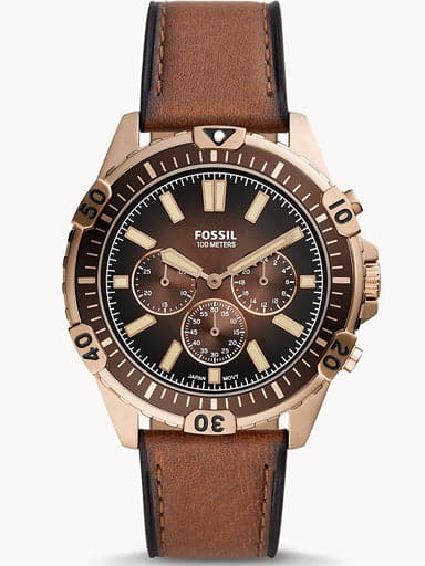 FOSSIL Garrett Chronograph Medium Brown Eco Leather Watch FS5867I - Kamal Watch Company