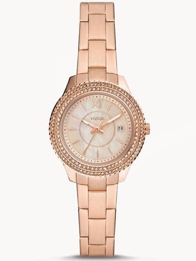 Fossil Stella Three-Hand Date Rose Gold-Tone Stainless Steel Watch ES5136I - Kamal Watch Company