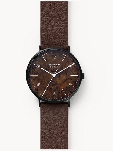 SKAGEN Aaren Naturals Three-Hand Brown Strap Made With Mulberry Watch SKW6728 - Kamal Watch Company