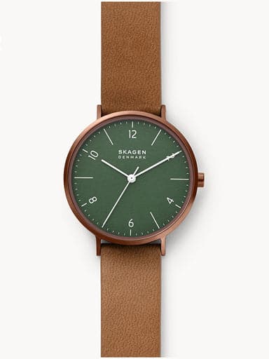 SKAGEN Aaren Naturals Three-Hand Cognac Strap Made With Apple Watch SKW2973I - Kamal Watch Company