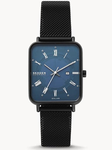 SKAGEN Ryle Solar-Powered Midnight Stainless Steel Mesh Watch SKW6756 - Kamal Watch Company