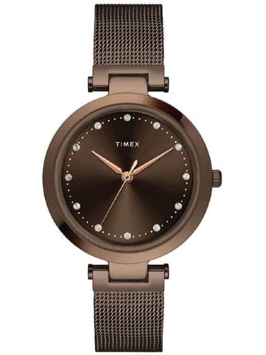 TIMEX PREMIUM FULL BROWN WATCH WITH MESH BRACELET TWEL11825 - Kamal Watch Company