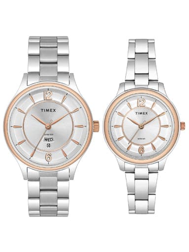 TIMEX PAIRS SILVER DIAL WATCH TW00PR274 - Kamal Watch Company