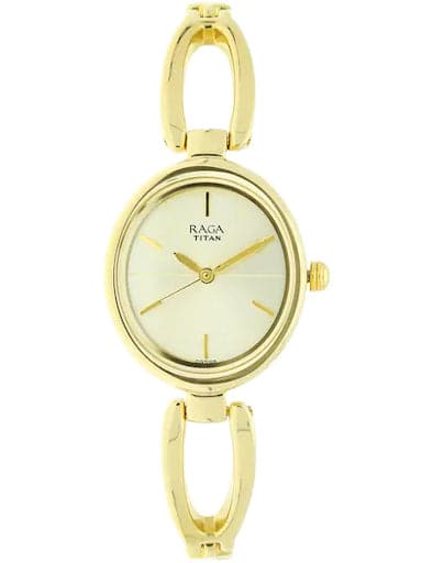 Titan Raga Viva Champagne Dial Metal Strap Watch For Women NN2579YM01 - Kamal Watch Company