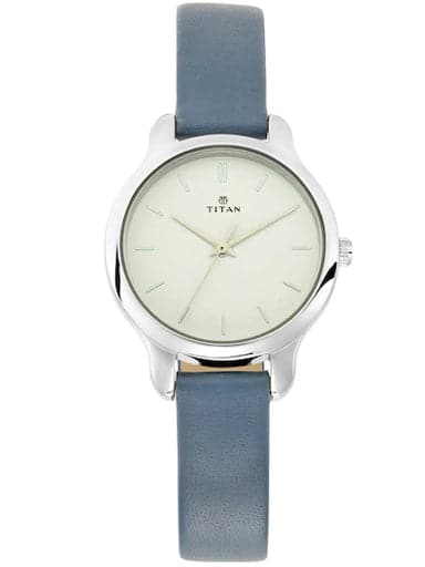 Titan Work Wear White Dial Leather Strap Women's Watch NP2481SL10 - Kamal Watch Company