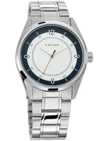 Titan Work Wear White Dial Stainless Steel Strap Men's Watch NP1729SM04 - Kamal Watch Company
