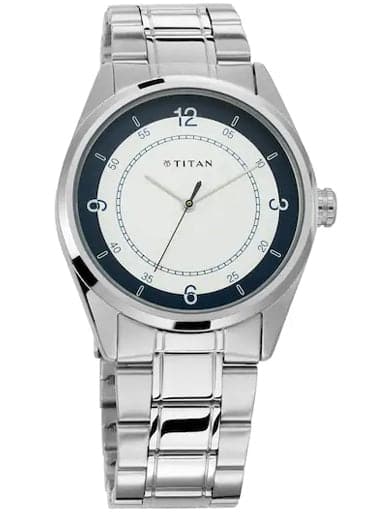 Titan Work Wear White Dial Stainless Steel Strap Men's Watch NP1729SM04 - Kamal Watch Company