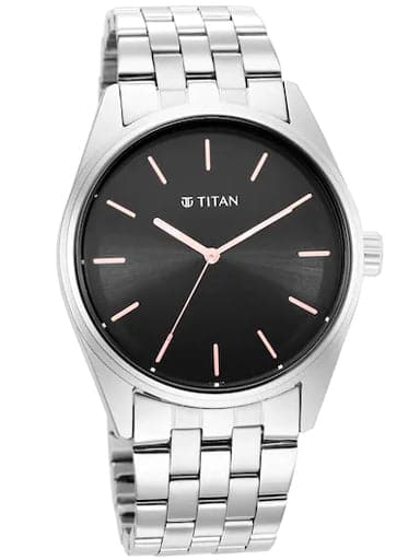 TITAN Workwear Black Dial Stainless Steel Strap Watch 1866SM01 - Kamal Watch Company