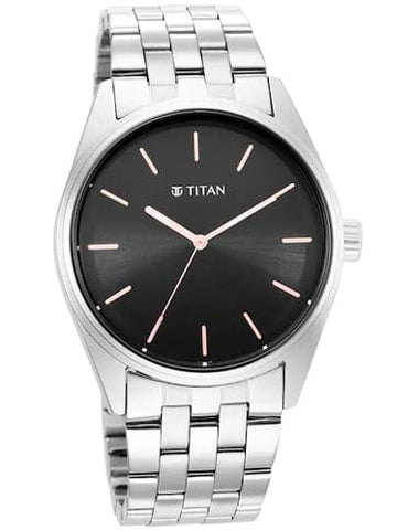 TITAN Workwear Black Dial Stainless Steel Strap Watch 1866SM01 - Kamal Watch Company