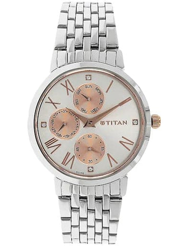 Titan Work Wear Rose Gold Multi-Function Dial Stainless Steel Strap Women's Watch NN2569KM01 - Kamal Watch Company