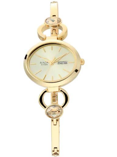 Titan Raga Viva Champagne Dial Gold Metal Strap Women's Watch NN2621YM01 - Kamal Watch Company