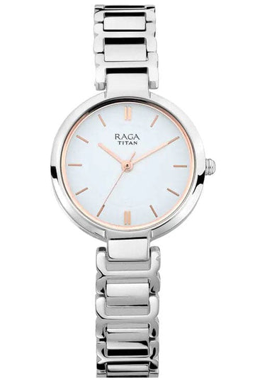 Titan Raga Viva White Dial Metal Strap Women's Watch NP2608SM01 - Kamal Watch Company