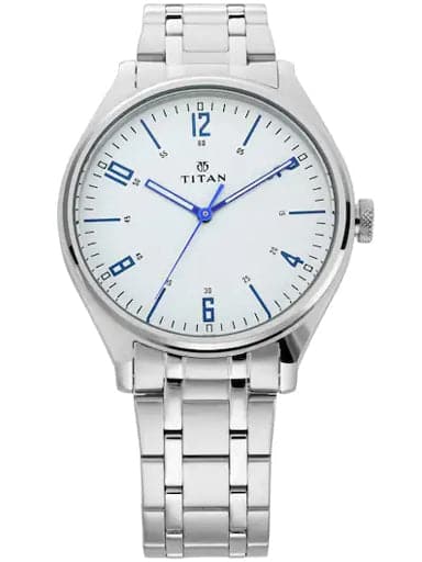 Titan Work Wear White Dial Stainless Steel Strap Men's Watch NP1802SM01 - Kamal Watch Company