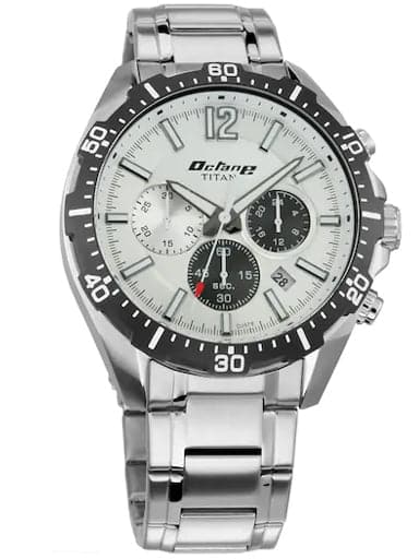 Titan Octane White Dial Stainless Steel Strap Men's Watch NP90108KM01 - Kamal Watch Company