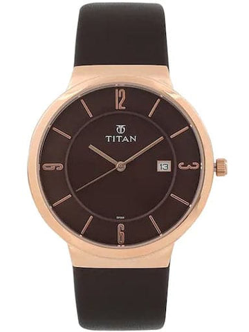 Titan Brown Dial Brown Leather Strap Men's Watch NN90053WL01 - Kamal Watch Company