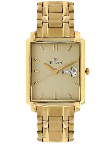 Titan Regalia Champagne Dial Golden Stainless Steel Strap Men's Watch NP1506YM02 - Kamal Watch Company