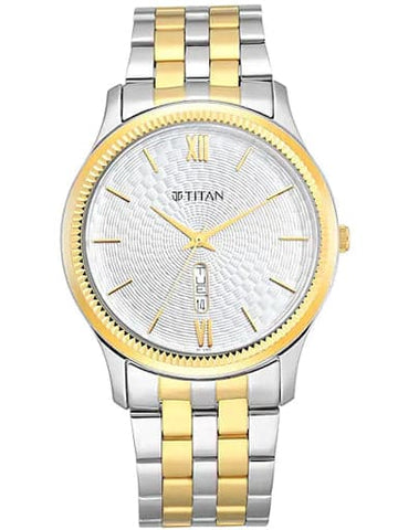 TITAN Silver White Dial Metal Strap Watch NP1824BM02 - Kamal Watch Company