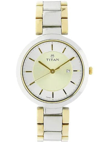 Titan Work Wear Bi-Colour Dial Stainless Steel Strap Women's Watch NP2480BM02 - Kamal Watch Company