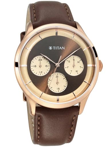 TITAN Brown Dial with Rose Gold Case NP90125WL01 - Kamal Watch Company