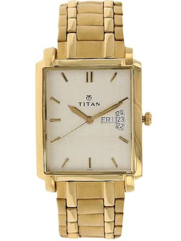 Titan Silver Dial Golden Stainless Steel Strap Men's Watch NP1506YM01 - Kamal Watch Company