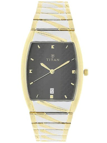 Titan Black Dial Silver & Gold Stainless Steel Strap Men's Watch NN9315BM02 - Kamal Watch Company