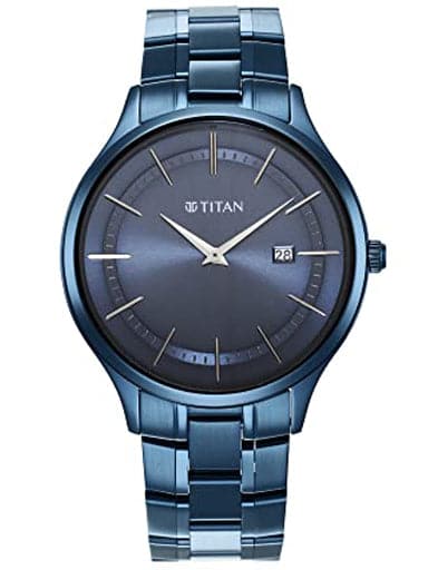 TITAN Classique Slimline Watch with Blue Dial & Blue Stainless Steel Strap NQ90142QM01 - Kamal Watch Company